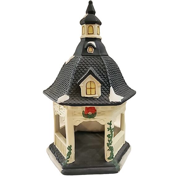 Santa's Workbench Collection Porcelain Gazebo Christmas Village - Picture 1 of 8